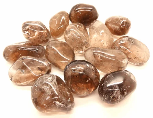 Rodado cuarzo ahumado natural, piedra pulida de protección color marrón translúcido