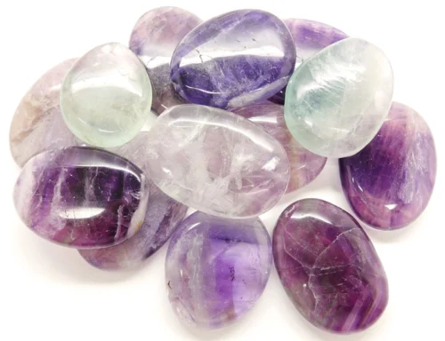 Fluorita arcoíris pulida rodado mineral natural cristal multicolor