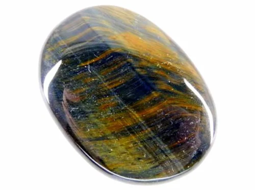 Rodado ojo de halcón, piedra semipreciosa pulida de tonos azul grisáceos