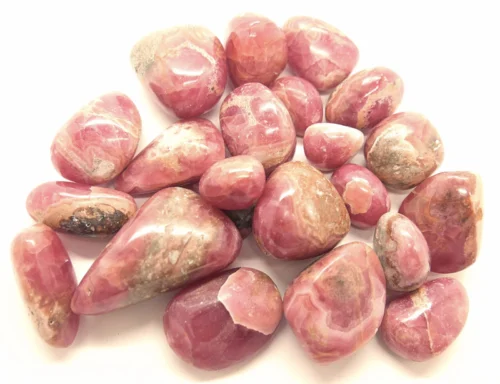 Rodado de rodocrosita mineral natural pulido de color rosa brillante