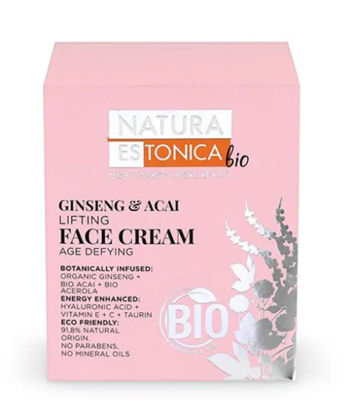 Crema facial ginseng y azaí Natura Estonica 50 ml para piel madura y seca