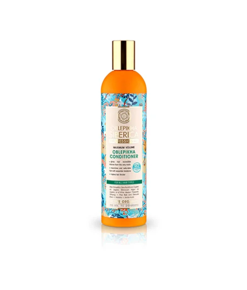 Acondicionador volumen Natura Siberica con hidrolato de oblepikha 400ml para todo tipo de cabello