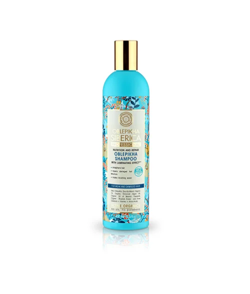 Champú reparador cabello dañado Natura Siberica con hidrolato de espino amarillo orgánico 400 ml
