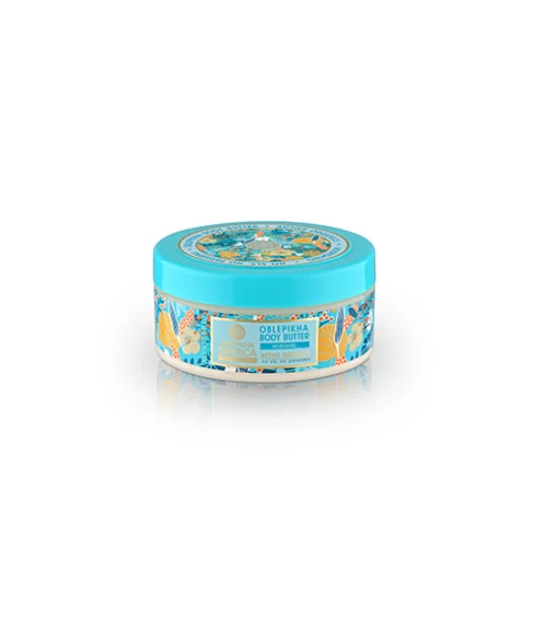 Manteca corporal Natura Siberica con hidrolato de espino amarillo orgánico nutritiva 300 ml