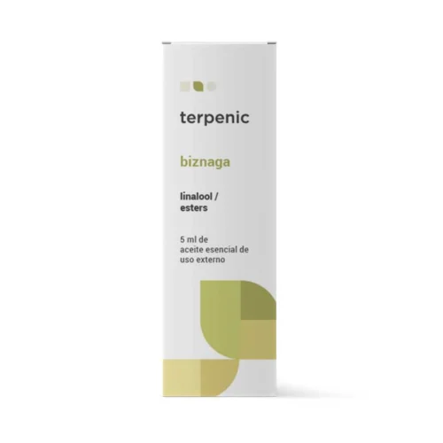 Aceite esencial de Biznaga 5ml orgánico en botella de vidrio