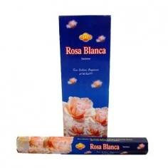 Varillas de incienso Sac Rosa Blanca orgánico sobre fondo blanco