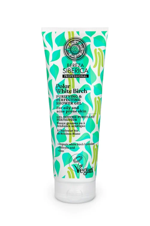 Gel de ducha purificante Natura Siberica 200 ml para piel grasa con ácido salicílico natural