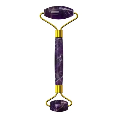Rodillo masajeador de amatista púrpura para facial y corporal, cosmética orgánica