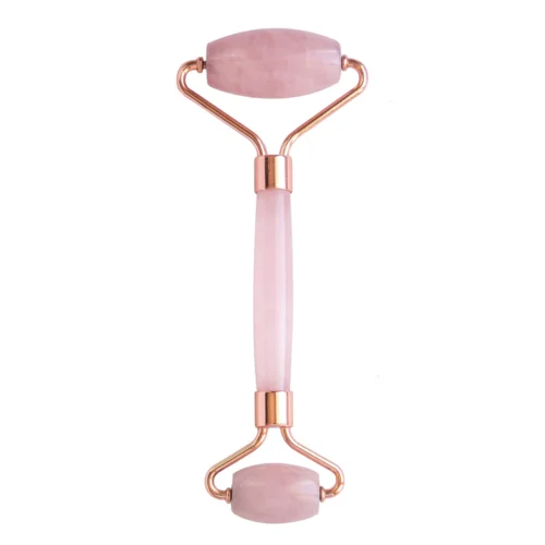 Rodillo masajeador de cuarzo rosa para facial, herramienta cosmética orgánica de belleza