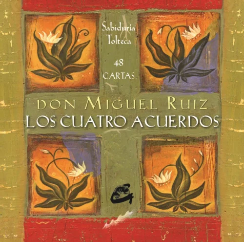 Cartas oráculo Los Cuatro Acuerdos con libro guía en caja de madera natural