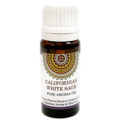 Aceite difusor California White Sage orgánico en botella de vidrio transparente