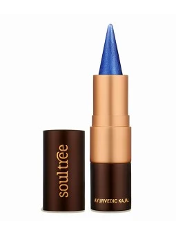 Kajal azul índico ayurveda aplicado en ojo, cosmética orgánica natural