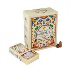 Cono incienso Golden India Amber Musk humo invertido orgánico dorado