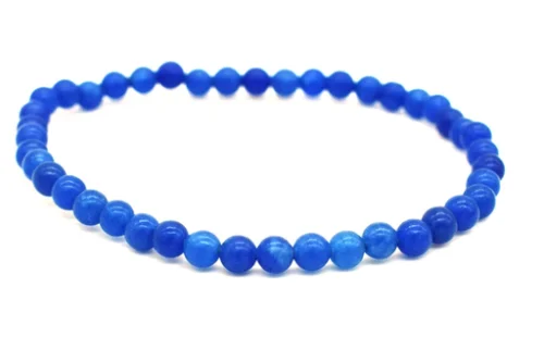 Pulsera ágata azul 4 mm de mineral natural en hilo elástico