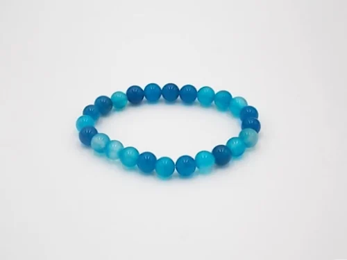 Pulsera ágata azul 8mm con cuentas de mineral natural redondas