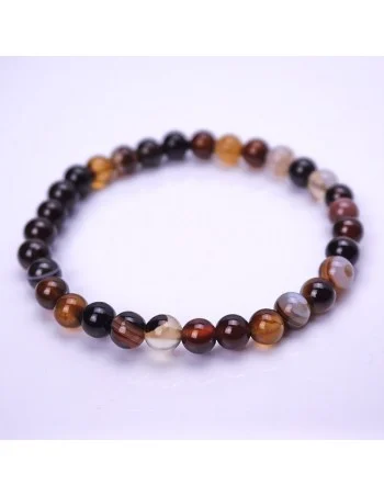 Pulsera ágata marrón 4mm de Esencia Nativa con cuentas de piedra natural sobre fondo claro