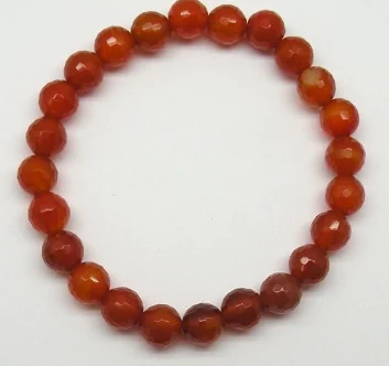 Pulsera ágata naranja 8mm de piedra semipreciosa natural con cuentas pulidas