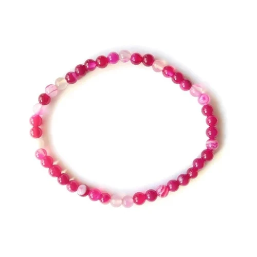 Pulsera ágata rosa 4 mm de mineral natural con cuentas rosadas, ideal para bienestar diario