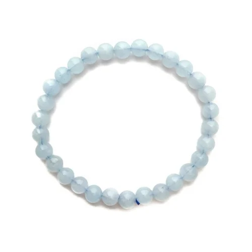 Pulsera aquamarina 6 mm de mineral natural con cuentas azules en muñeca