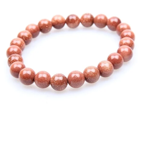 Pulsera aventurina dorada 8 mm con cuentas redondas naturales