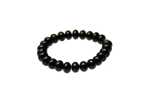 Pulsera azabache lenteja 10x14mm con cuentas naturales negras