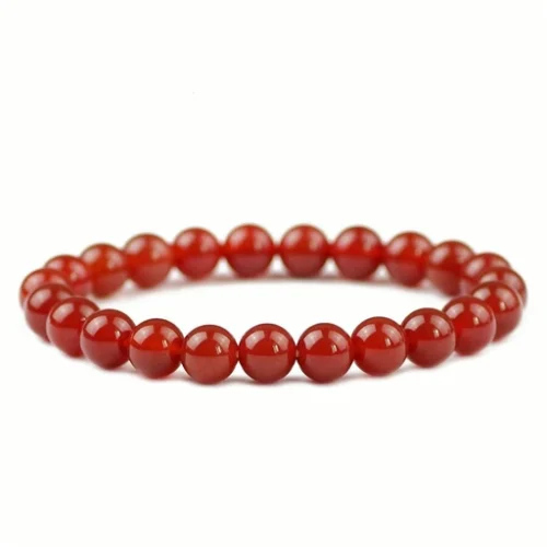 Pulsera Carneola 8 mm de mineral natural con cuentas anaranjadas pulidas