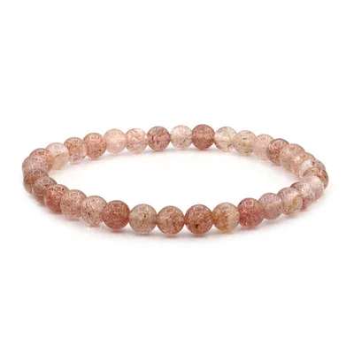 Pulsera cuarzo cereza 4 mm con cuentas naturales de tono rosado