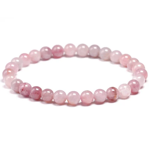 Pulsera cuarzo rosa 6 mm con cuentas naturales de mineral rosa