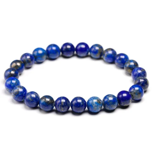 Pulsera de lapislázuli 8mm con cuentas azules y destellos de pirita para paz y calma interior