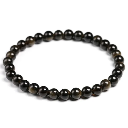 Pulsera obsidiana negra 8 mm con cuentas volcánicas para protección y equilibrio