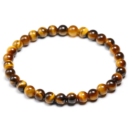 Pulsera ojo de tigre 8mm hecha a mano con cuentas de piedra semipreciosa natural