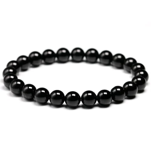 Pulsera de ónix 8 mm con cuentas de piedra semipreciosa para protección y fuerza emocional