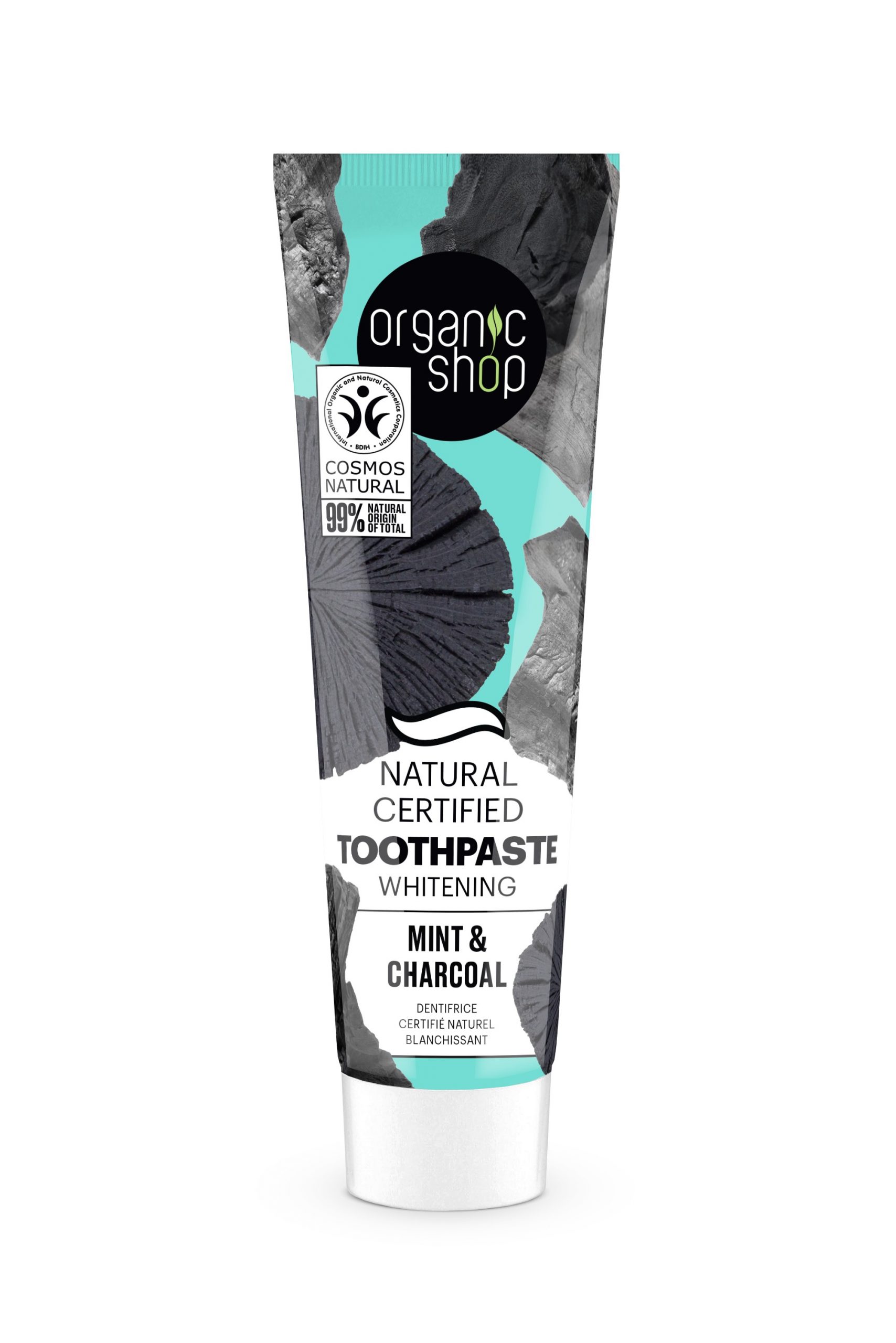ORGANIC SHOP - Pasta de dientes Blanqueante certificada Carbon y Menta 100 G