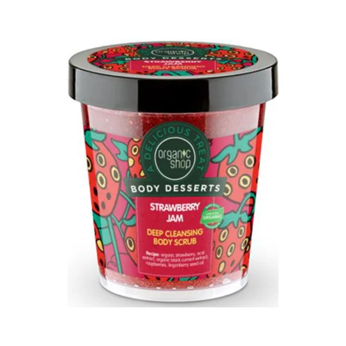 ORGANIC SHOP -Exfoliante corporal de limpieza profunda mermelada de fresa 450 ml