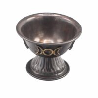 Cáliz Ritual de Cobre Antiguo Triple Luna 10x8cm - Pieza Única para Ceremonias Rituales y Decoración Mística - Imagen 2