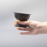 Cáliz Ritual de Cobre Antiguo Triple Luna 10x8cm - Pieza Única para Ceremonias Rituales y Decoración Mística - Imagen 3