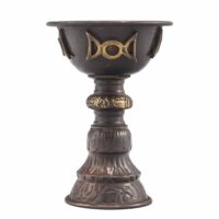 Copa Ritual de Cobre Antiguo con Triple Luna 8x13cm - ¡Ideal para tus rituales y decoración espiritual!