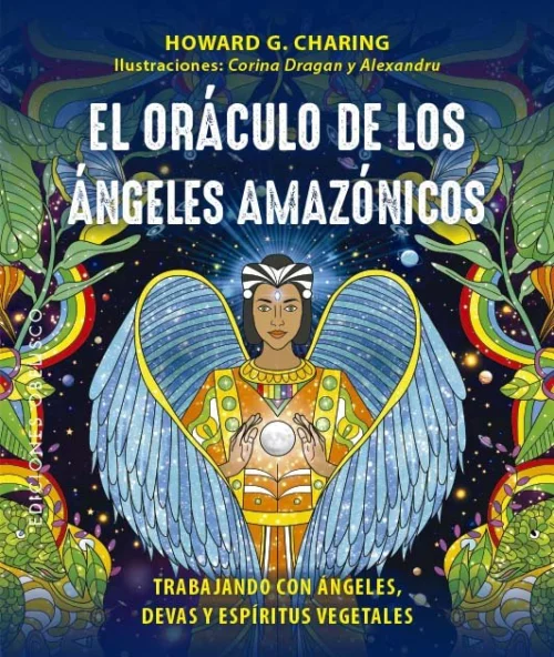 Portada del libro Oráculo de los Ángeles Amazónicos con ilustraciones místicas de la selva tropical