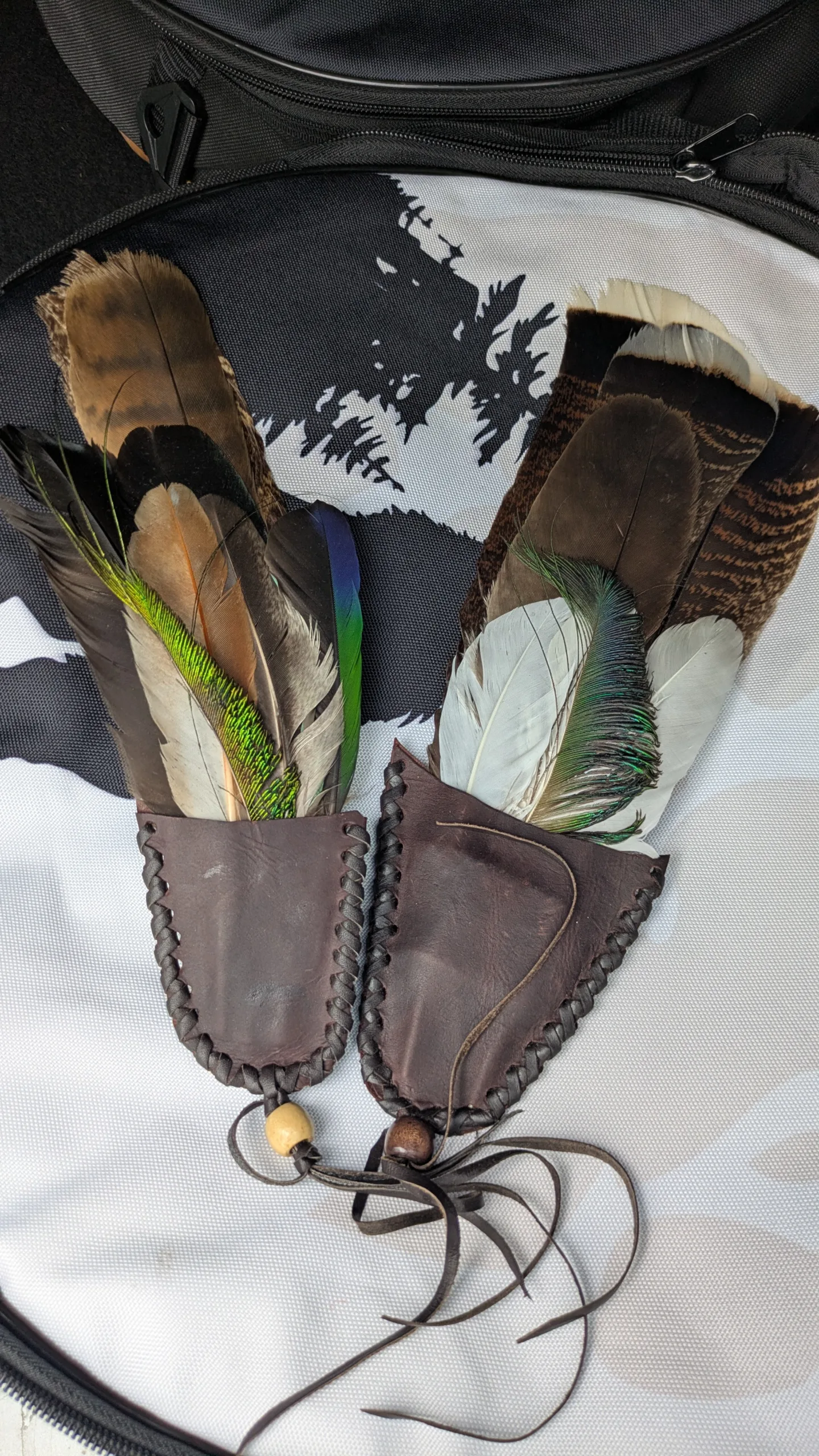 Abanico ceremonial de plumas