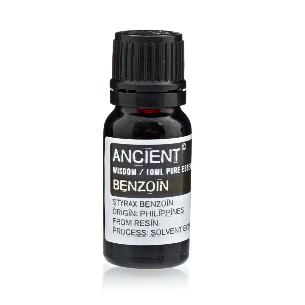 Aceite esencial benjuí diluido Anscient Wisdom en frasco de vidrio ámbar, resina natural Styrax Benzoin