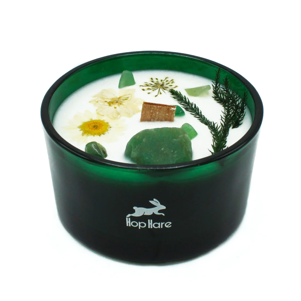 Vela de soja con aroma menta verde y lima para purificación y relajación en el hogar