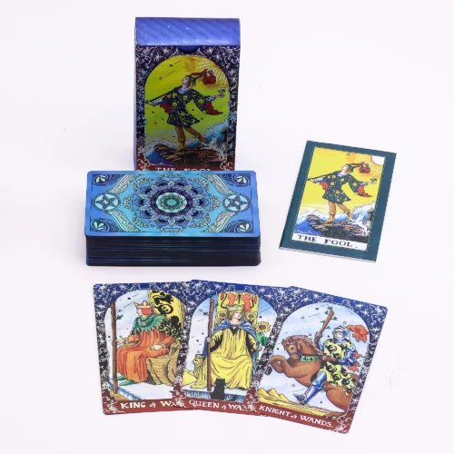 Tarot en Lámina de Oro Azul Mandala