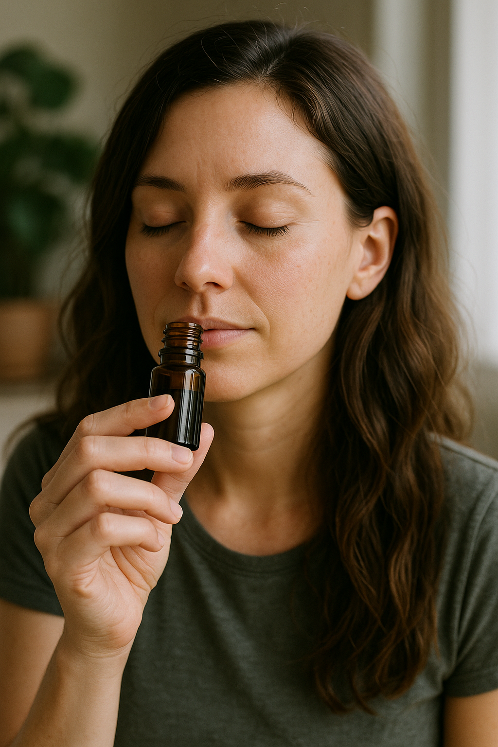 Aceites esenciales para cada chakra: guía completa 35 inhalando aceite esencial