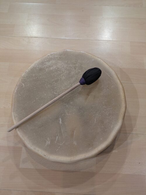 Tambor chamánico piel de búfalo 42cm, instrumento de sonoterapia auténtico