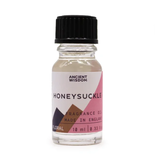 Frasco de fragancia Honeysuckle 10ml de Anscient Wisdom sobre fondo claro