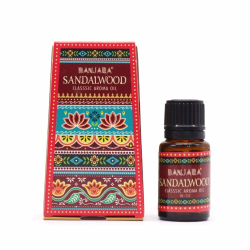 Aceite quemador sándalo Banjara 10ml para aromadifusión en frasco con dosificador