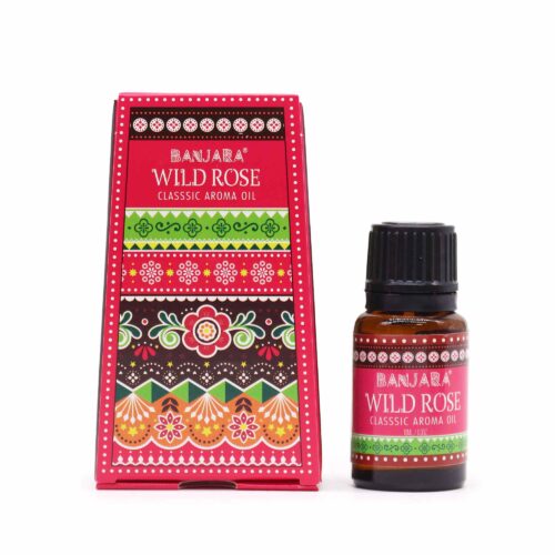Aceite quemador Banjara rosa 10 ml en frasco de cristal para aromatizar el hogar