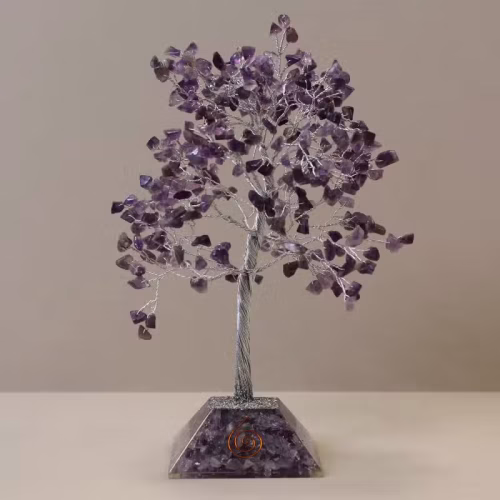 Árbol de amatista con orgonita con 320 piedras y base equilibrante