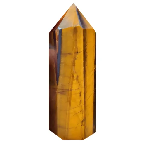 Obelisco ojo de tigre 75mm mineral natural con bandas doradas