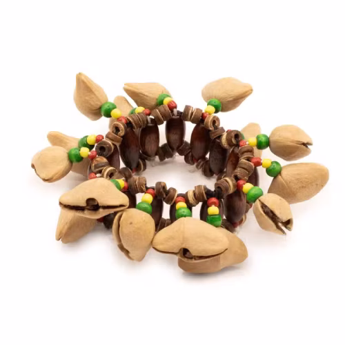 Pulsera semillas kenari, maraca artesanal para sonoterapia